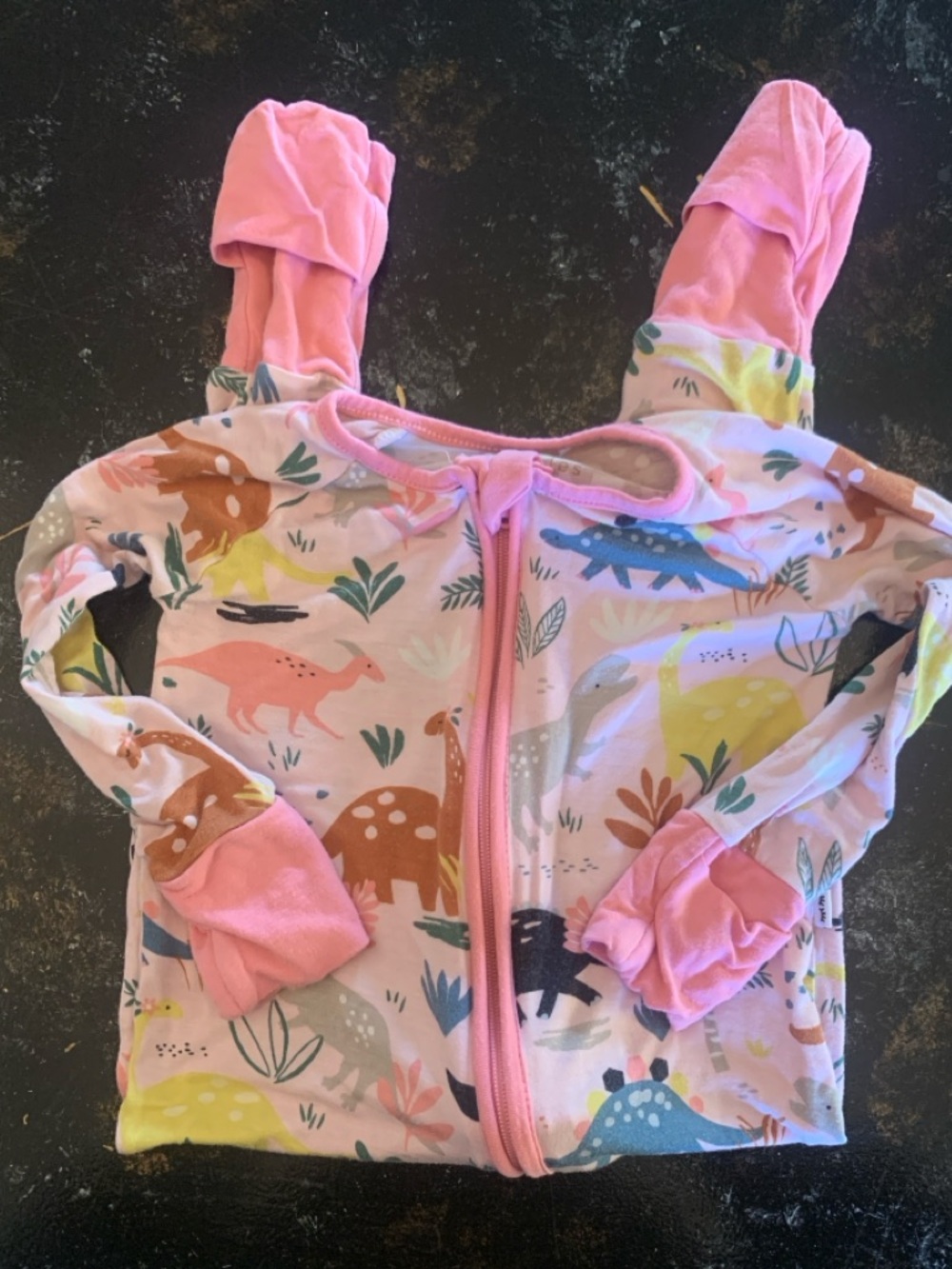 Little Sleepies Pink Dinosaur Print Zippered Pajama